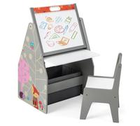 Caballete artístico de doble cara para niños 50 x 50 x 85 cm multifuncional y organizador de almacenamiento de MDF gris 20_0019188