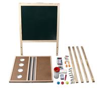 Caballete artístico de doble cara, pizarra blanca de madera y pizarra, tablero de dibujo magnético borrable de doble cara para niños y estudiantes