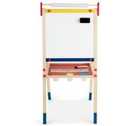 Caballete de arte infantil altura ajustable 60 x 55 x 112,5-124,5 cm con mesa de doble cara y accesorios de madera multicolor 20_0020029