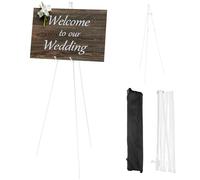 Caballete de artista, altura regulable de 160 cm, trípode portátil plegable para lienzo, placas de boda y pósteres, incluye bolsa de transporte, ideal para pintura, exposiciones y eventos (blanco)