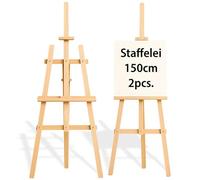 Caballete de madera - Caballete pintura regulable en altura para taller & boda - caballetes plegable niños adultos atril soporte lienzo de suelo trípode 150 cm (2 piezas)