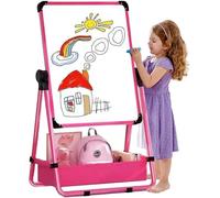 Caballete infantil de doble cara con pizarra y pizarra blanca, 360 giratorias, altura ajustable, para niños y niñas a partir de 3 años