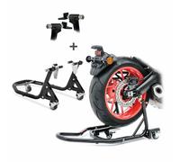 Caballete Moto Trasero y Delantero Movil Aparcar Set Constands XMB Negro
