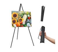 Caballete para letrero y póster de boda de 63 pulgadas, caballete portátil para exhibición, caballete de arte negro para suelo, soporte de caballete de metal ajustable, soporte de trípode de