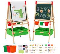 Caballete para Niños 3en1,Caballete Pintura Niños de Altura Ajustable. Pizarra para Niños con Rollo de Papel,Pinceles, Números y Letras,Bolsa de Almacenamiento.Regalos para kids Mayores de 3 Años