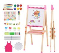 Caballete para Niños con Rollo de Papel de Dibujo,Pizarra Plegable de Doble Cara,Pizarra Magnética y Soporte para Papel de Pintura,Regalo para Niños y Niñas