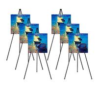 Caballete plegable, trípode portátil negro, caballete de exhibición ajustable de metal ligero, base 160 cm, para ferias comerciales, presentaciones, carteles, exhibiciones de arte. (Paquete de 6)