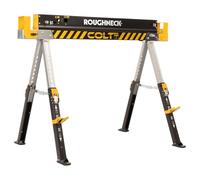 ROUGHNECK® Colt 600E Chevalet de sciage en acier très résistant Capacité de charge 589 kg avec pieds réglables en hauteur pour le travail du bois et la construction