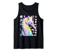 Caballito de mar con Corazones Gafas de Sol Conchas costeras Verano Camiseta sin Mangas