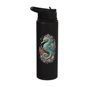 Caballito de mar coral mar arte diseño Stainless Steel Insulated Water Bottle