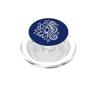 Caballito de mar Floral Medio Loto Tribal polinesio Caballo de mar Blanco PopSockets PopGrip para MagSafe