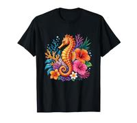 Caballito De Mar Paraíso Arrecife De Coral Hibisco Flores OC Camiseta