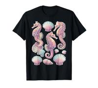 Caballito de mar Pastel Conchas Marinas Animal Soñador Arte Verano Camiseta