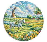 Caballo 1.000 Piezas, Puzzle, Rompecabezas Redondo Intelectual Desafío Adultos, Mascotas Lindas Redondo Puzzle, Juegos Intelectuales para, Juguetes Creativos contra El Estrés,