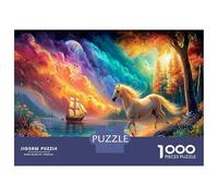 Caballo 1000 Piezas Puzzlebosque Unicornio Rompecabezas Inteligentes Juego Imposible Adultos Y Niños +14 Años Colores Variados52x38cm/1000pcs