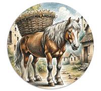 Caballo 1000 Piezas Rompecabezas Redondo Adultos para Niños Good Friend Partner The Caballo Circular Puzzle Niños Imposible Infantil 3D Cartón Familia Juego 1000pcs (67.5x67.5cm)