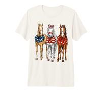 Caballo 4 de Julio Gráfico Divertido American USA Horse Girl Camiseta Premium