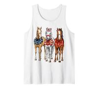 Caballo 4 de Julio Gráfico Divertido American USA Horse Girl Camiseta sin Mangas