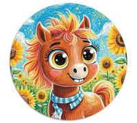 Caballo Adultos para Niños Rompecabezas De 1000 Piezas Redondo Good Friend Partner The Caballo Circular Puzzle Niños para Aliviar El Estrés Kinder Können Es Nicht Machen Hombres (67.5x67.5cm)