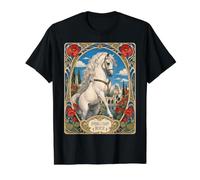 Caballo Andaluz Diseño Ecuestre Art Nouveau Camiseta gráfica económica, Hombre, Negro, L