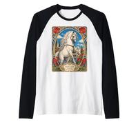 Caballo Andaluz Diseño Ecuestre Art Nouveau Camiseta Manga Raglan