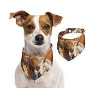 Caballo Animal de Acuarela Impreso,Pañuelos de algodón para Perros, Bufandas Ajustables para Mascotas,M