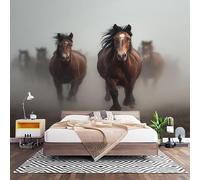 Caballo Animal De Pastizal Papel Pintado Fotomural de Tela No Tejida, Decoración de Pared para Salón, Dormitorio, Oficina y Comedor, Blanco Revestimiento Decorativo de Interior 200x140 cm
