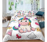 Caballo Animal Unicornio De Dibujos Animados Juego De Ropa De Cama, Funda Nórdica Suave Y Funda De Almohada De 100% Algodón, 260X240 Cm Sábana De Algodón ( 1 Funda Nórdica De Y 2 Funda De Almohada De