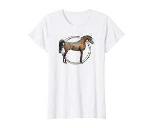 Caballo árabe Camiseta gráfica económica, Mujer, Blanco, L
