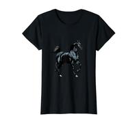 Caballo árabe Realista Camiseta gráfica económica, Mujer, Negro, XS