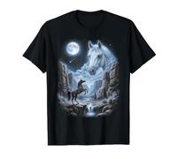 Caballo árabe Retro Luna 90s Bootleg Meme Granja Caballos Camiseta gráfica económica, Hombre, Negro, S