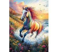 Caballo arcoíris en el Agua Puzzle 300 Piezas Educativo Familiar Interactivo Mitos de Cuento de Hadas Rompecabezas 3D para Toda La Familia Aliviar Estrés Decoración Hogar Portátil 300 PCS