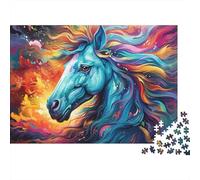 Caballo Artístico Multicolor Puzzle de 1000 Piezas Material de Papel Puzzle para Adultos Arte Fantasía Relajante Hogar Regalo 38x26cm/1000pcs