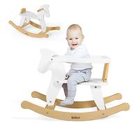 Caballo balancín de Madera Belleur para niños de 1 a 3 años, Juguetes de Madera para Montar con Valla extraíble para Actividades en Interiores y Exteriores, Animales balancín para niños y niñas