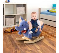 Caballo Balancín De Madera Homcom Elefante Para Niños 60X33X45Cm Azul