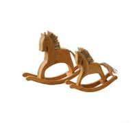 Caballo balancín de madera retro para escultura, acabado natural, artículo decorativo para repisa de repisa, 23 cm (3)