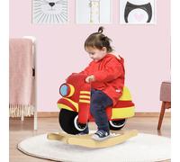 Caballo Balancín Homcom Para Niños De 18 a 36 Meses Con Forma De Moto, De Madera Y Peluche, Con Sonidos Realistas, Ajx 40 kg Rojo