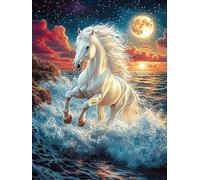 Caballo Blanco con una Crin fluida Rompecabezas 1000 Piezas Cartón para Adultos Paisajes y Ciencia ficción Estimulación Cognitiva Juego Familiar Decoración Mural Regalo De San Valentín 1000 PCS