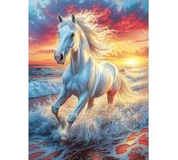 Caballo blanco corriendo en el bosque mágico Puzzle 1000 Piezas Cartón Resistente Para Niños Mayores 14 Años Dibujo Animado de Paisajes de Cuento de Hadas Decoración Salón Para Colgar En Pared Decorac