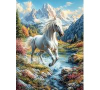 Caballo Blanco Corriendo Puzzle 1000 Piezas Cartón Blanco Premium para Coleccionistas Cuentos de Hadas de Animales Salvajes fantásticos Entrenamiento Memoria Hobby Colección Regalo Ori