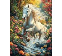 Caballo blanco corriendo Rompecabezas 300 Piezas Cartón Resistente Para Mayores Cuentos de hadas de animales salvajes fantásticos Reunión Familiar Juegos Desarrollo Lógica Detalle San Valentín Calidad