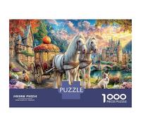 Caballo blanco en Fantasy Town Puzzle 1000 Piezas, Juego Educativo, Desafío, Clásicos Para Adultos Y Niños A Partir De 12 Años Paisaje Urbano Imposible Rompecabezas-obra De Arte, Concentración 70x50cm
