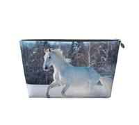 Caballo Blanco en Invierno, Bolsa de artículos de tocador Bolsa de Maquillaje Bolsa de cosméticos Bolsa de artículos de tocador de Viaje portátil