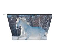 Caballo Blanco en Invierno, Bolsa de artículos de tocador Bolsa de Maquillaje Bolsa de cosméticos Bolsa de artículos de tocador de Viaje portátil
