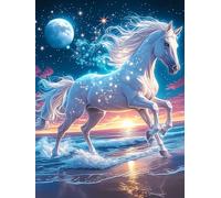 Caballo Blanco galopando en Brillo mágico Puzzle 300 Piezas Impossible Creativo Animal Salvaje Mascota Rompecabezas 3D Obra De Arte para Toda La Familia Juguete Educativo Decoración 300 PCS