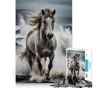 Caballo Blanco galopando Entre Las Olas del océano Rompecabezas de 1000 Piezas Juguete Creativo para desarrollar la Creatividad Encaje Seguro sin Piezas Sueltas Actividad para Fortalecer los Lazos