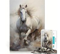 Caballo Blanco galopando por el Agua Rompecabezas de 1000 Piezas Juguete Creativo para desarrollar la Creatividad Encaje Seguro Sin Piezas Sueltas Actividad para Compartir en Familia (38x52cm)