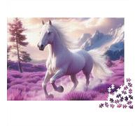 Caballo Blanco galopando Rompecabezas Arte Paisaje fantasía Cartón Reciclado 1000 Piezas, Adultos/niños 12+, Descompresión, Regalo Personalizado Cumpleaños 52x38cm/1000pcs