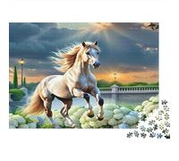 Caballo Blanco Puzzle de 1000 Piezas Papel para Adultos Paisaje Natural Puzzle para Toda la Familia Decoración Regalo 38x26cm/1000pcs