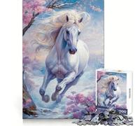 Caballo Blanco Salvaje en Invierno Rompecabezas de 1000 Piezas para Adolescentes Pensamiento Claro Interacción Suave Encaje Firme Bonito Regalo (50x75cm)